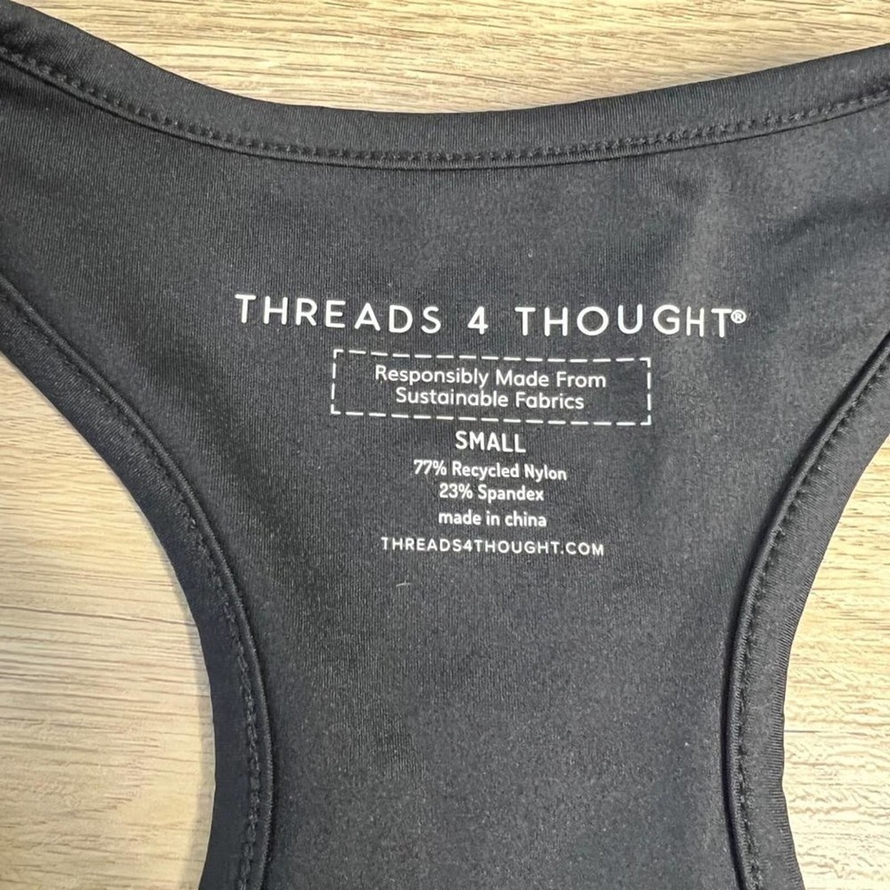 NWOT Threads 4 Thought Racerback Sports Bra Ruched V-Neck Small - Picture 2 of 5